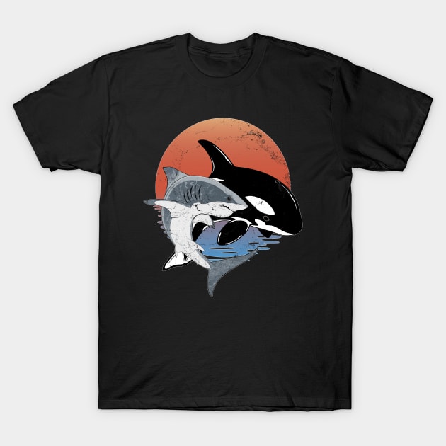 Orca and Great White T-Shirt by NicGrayTees